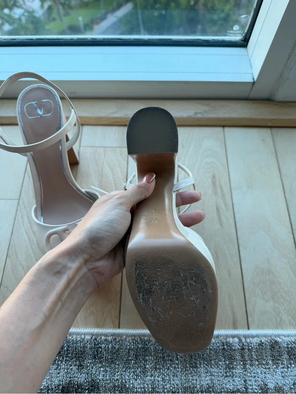 Valentino Garavani Cream Platform Block Sandals